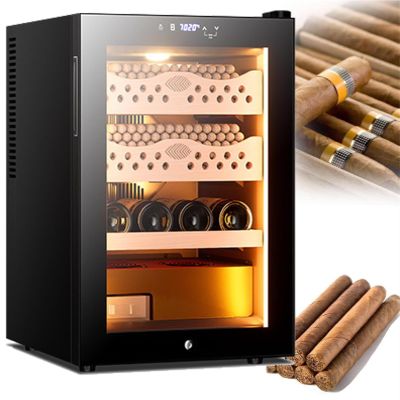50L Electric Cigar Humidor with LED Light Temperature Control Cigar Refrigerator Cabinet Holds 300 Cigars(Winecabinet)