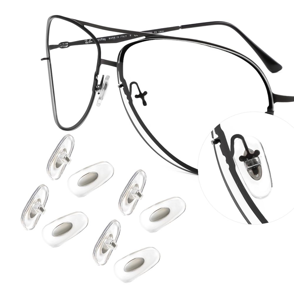 16mm Silicone Nose Pads Replacement Nose Pieces for Ray-Ban RB3539 Sunglasses - 4 Pairs Silver Nose Cushion