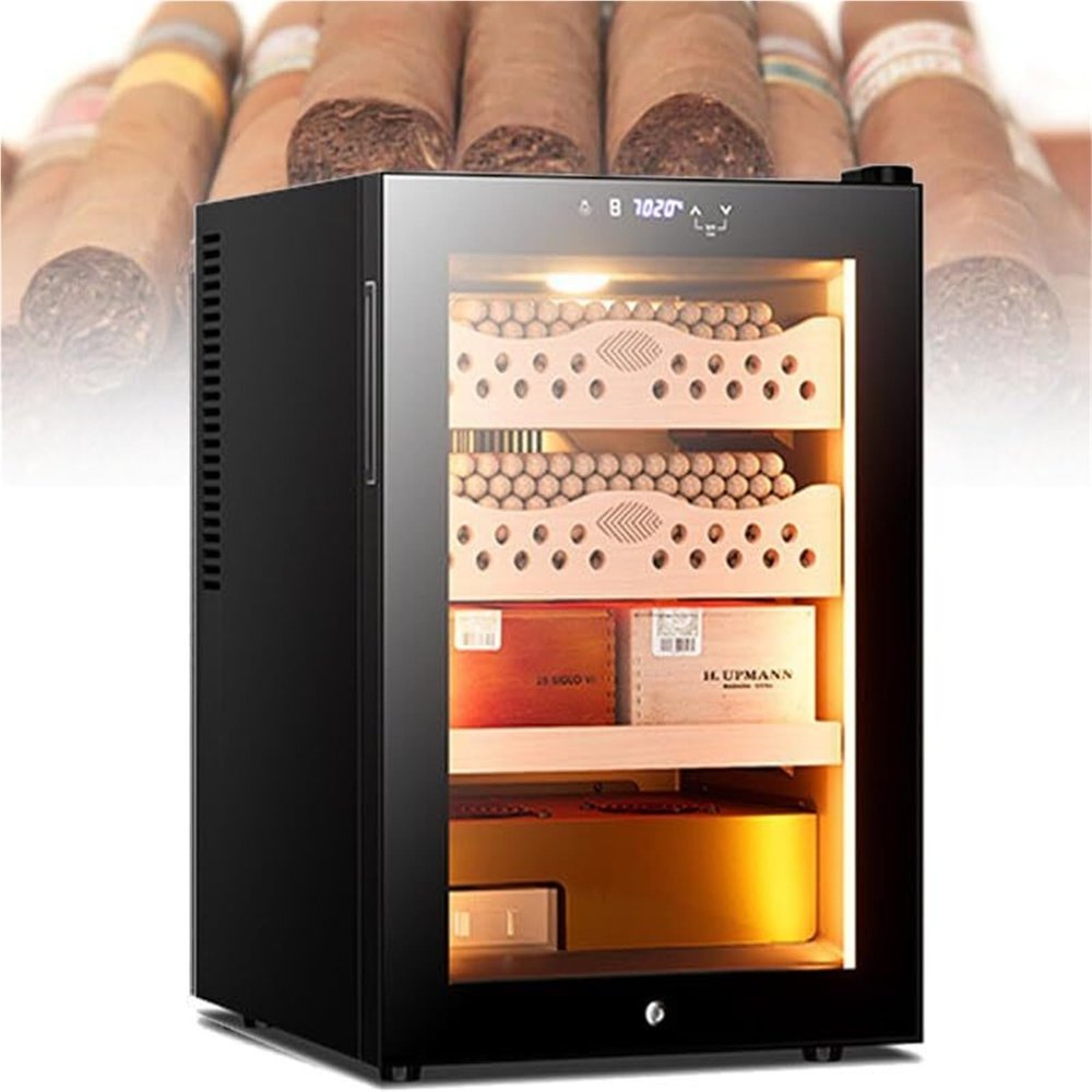50L Electric Cigar Humidor Cabinet Dual Cooling System Large Cigar Cooler Professional Cigar Locker for Aficionados(Cigarcabinet)