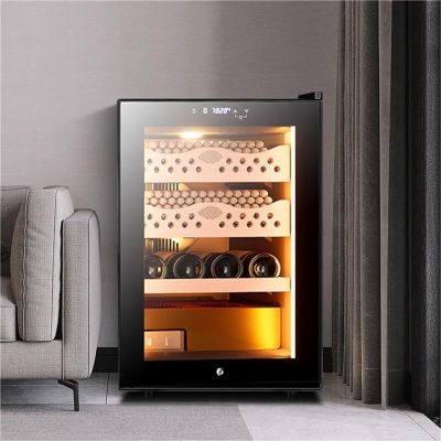 50L Electric Cigar Humidifier Cabinet with Cooling System Humidity Control 4 Level Drawers Holds 300 Cigars(Winecabinet)