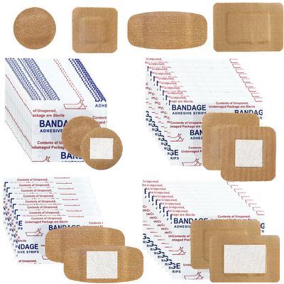120Pcs Breathable Fabric Small Bandages, Round Oval and Square Flexible Adhesive Strips for Face and Small Wounds Protection Care(Hourglass-Shaped)