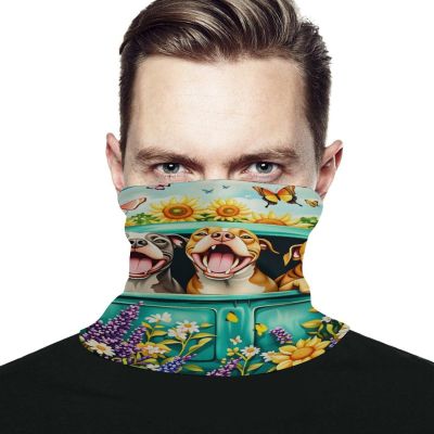 Sturin Spring Pit Bull Dog Truck Sunflower Face Mask Balaclava Scarf Windproof Face Cover Multifunctional Bandana for Men Women