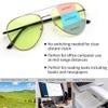 FEISEDY Photochromic Progressive Multifocal Reading Glasses Blue Light Blocking & Night Vision Metal Aviator Frame B0396 Gold 3.5x view 2