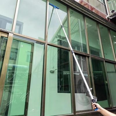 Aluminum Window Cleaner Kit with 13-50 Ft Telescoping Pole - Ideal for High Windows, Solar Panels & Smooth Surfaces - Ultimate Outdoor Cleaning Tool