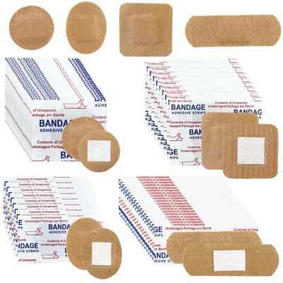 120Pcs Breathable Fabric Small Bandages, Round Oval and Square Flexible Adhesive Strips for Face and Small Wounds Protection Care(Rectangle)