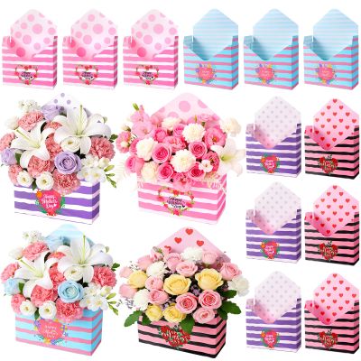 12 Pcs Gifts for Mothers Day Florist Box Mothers Day Bouquet Envelope Boxes Stripe Mother Gifts Floral Envelope Boxes Paper,Flower Bouquet Packaging Gift Box Wrapping for Wedding Birthday Party Decoration