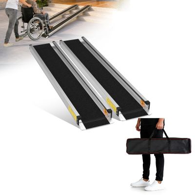5FT Portable Adjustable Wheelchair Ramp-600LBS Heavy-Duty, High-Strength Aluminum Alloy Telescoping Portable Wheelchair Ramps Triple Anti-Slip Ideal for Home Steps, Threshold, Doorways(2 Pack)