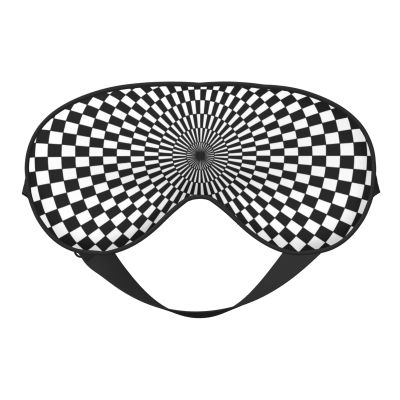 WAVMKSL Black White Checkered Vortex Eye Mask for Women Men Elastic Sleeping Cover Adjustable Blackout Sleep Mask for Travel Nap