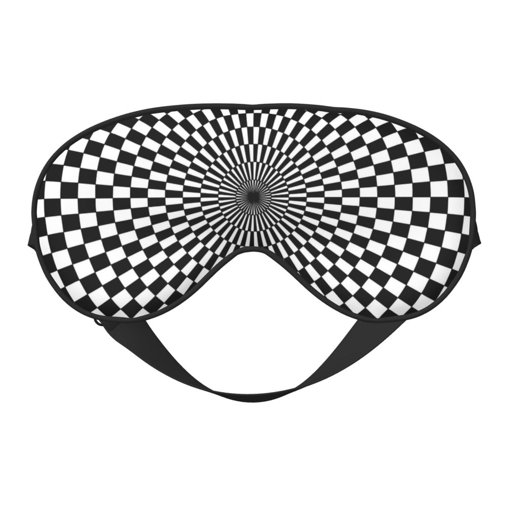 WAVMKSL Black White Checkered Vortex Eye Mask for Women Men Elastic Sleeping Cover Adjustable Blackout Sleep Mask for Travel Nap
