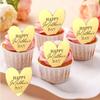 Mother's Day Cupcake Topper Gold Heart Shaped Acrylic Cake Toppers Mirror engrave for Valentine's Day Party Decor 20Pcs view 2