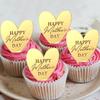Mother's Day Cupcake Topper Gold Heart Shaped Acrylic Cake Toppers Mirror engrave for Valentine's Day Party Decor 20Pcs view 4