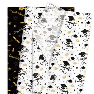 100 Sheets 2026 Graduation Tissue Paper Bulk 19.7 x 13.8 Inch Graduation Cap Diploma Pattern Gift Wrapping Paper for Graduation Party Gift Packaging DIY Art Craft Supplies Class of 2026 Graduation