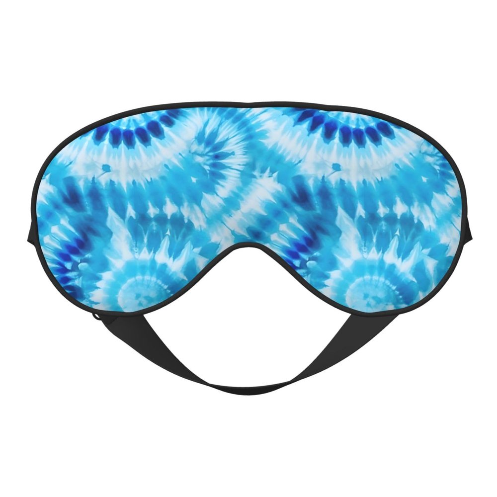 WAVMKSL Blue Tie Dye Eye Mask for Women Men Elastic Sleeping Cover Adjustable Blackout Sleep Mask for Travel Nap