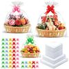 100Pcs Shrink Wrap Bags for Gift Baskets, Large Clear Plastic Heat Shrink Cellophane Bags with 5Color Pull Bows for Halloween Easter Valentine's Day Mother's Day 20"X 28", 16"X 24", 14"X 20" view 1
