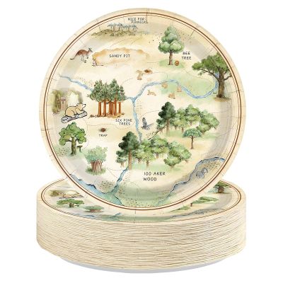 Greencian 50Pcs Classic Bear Paper Plates 7" for Kids Birthday Party