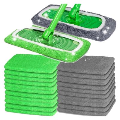 12/20pcs Microfiber Mop Pads Replacement Washable Reusable Shoe Cover Adjustable Elastic Band for Furniture Floor Window(Blend Color,20PCS)