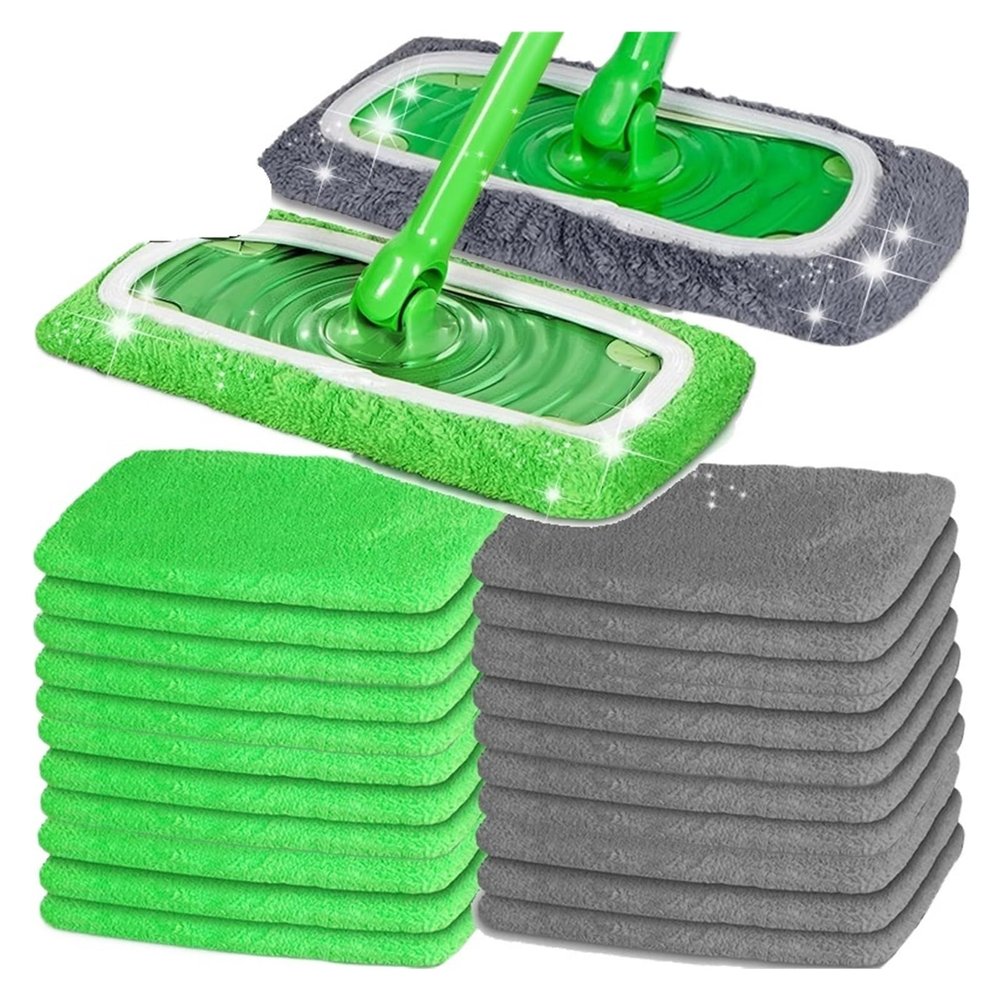 12/20pcs Microfiber Mop Pads Replacement Washable Reusable Shoe Cover Adjustable Elastic Band for Furniture Floor Window(Blend Color,20PCS)