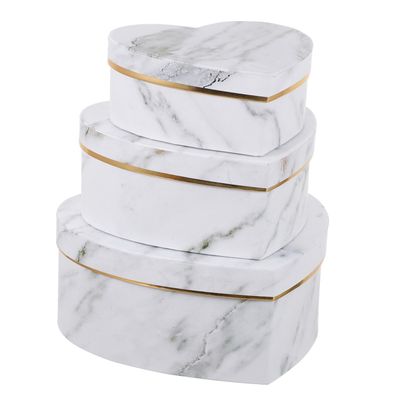 HONMEET Heart-shaped Candy Packing Box Set 3pcs Marble Pattern White Storage Boxes with Lid Valentines Day Packaging and Birthday Present Wrap for Treats and Keepsakes