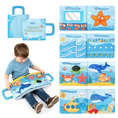 Joyreal Weighted Calming Book for Kids - 6-in-1 Calm Down Corner Supplies for Autism, ADHD & SPD, Washable Sensory Lap Pad Quiet Book to Help Kids Regulate Emotions, Relieve Anxiety & Calm Down