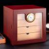 50 Cigar Humidor Tight-Seal Magnetic Door Cigar Case, Cedar Wood Drawer with Hygrometer Humidifiers for Men