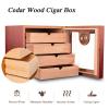 50 Cigar Humidor Tight-Seal Magnetic Door Cigar Case, Cedar Wood Drawer with Hygrometer Humidifiers for Men view 2
