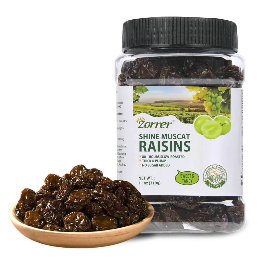 Zorrer Premium Muscat Raisins, Nutrient-Rich Grape Dried Fruit Snacks, Chewy Texture, Natural Rose Aroma, No Sugar Added, No Preservatives, Healthy Power Gummy Snack (11 OZ/Pack of 1)