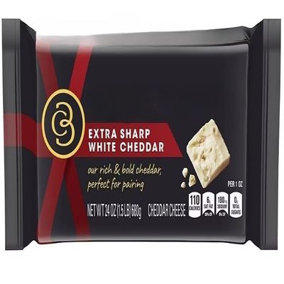 Extra Sharp White Cheddar Cheese features an extra sharp flavor in a consistently rich, full-flavored cheddar quality. Made from a process that carefully ages their cheese and grade multiple times throughout the making process, this cheese is perfect