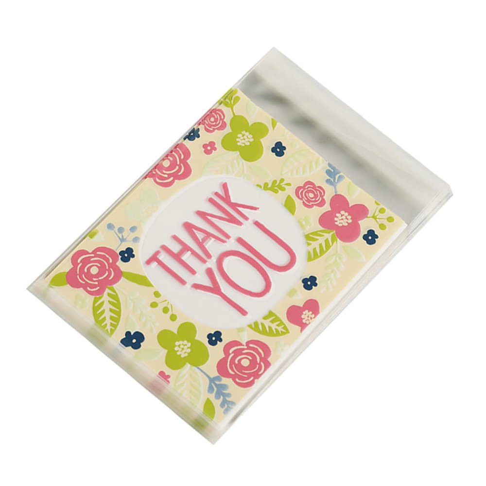 VALICLUD 100pcs Self-adhesive Plastic Candy Bags Baking Cookie Treat Bags Opp Cellophane Wrapping for Party Favors and Handmade