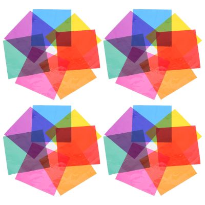 Hemoton 28pcs 10cm Square Multicolor Transparent Sheets Multi-color Paper for DIY Wrapping Candy Packaging and Decorative Art Projects