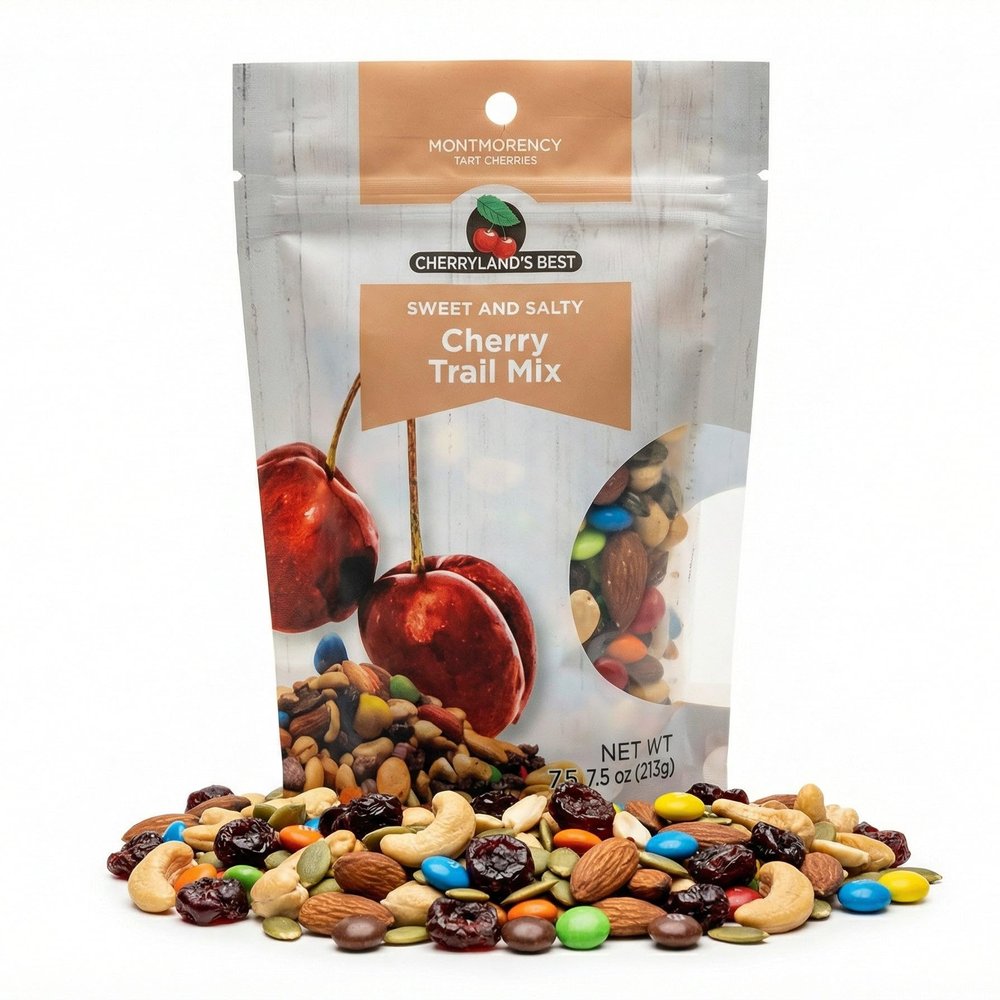 CHERRYLAND'S BEST Dried Fruits, All Natural, Resealable Bags (7.5oz, Cherry Trail Mix)
