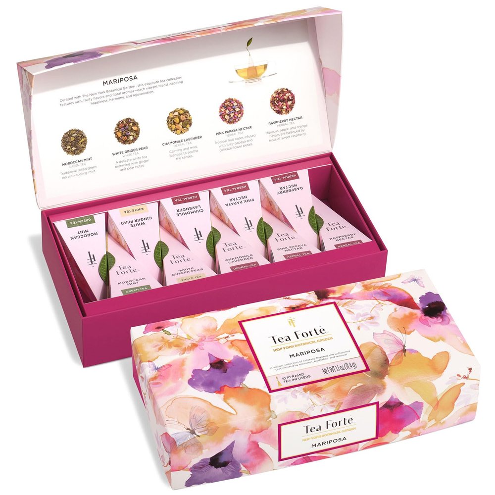 Tea Forte Tea Sampler, 10 Pyramid Infuser Bags, Premium Tea Gift Set