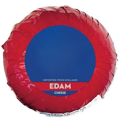 Edam Ball , Made the traditional way and has been enjoyed by generations. Made with part skim milk, it is more firm than gouda with a rich, buttery flavor and a smooth, creamy texture. Versatile, it can be sliced for sandwiches, shred for baking dish