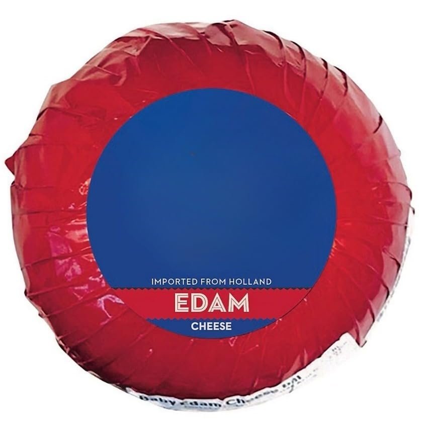 Edam Ball , Made the traditional way and has been enjoyed by generations. Made with part skim milk, it is more firm than gouda with a rich, buttery flavor and a smooth, creamy texture. Versatile, it can be sliced for sandwiches, shred for baking dish
