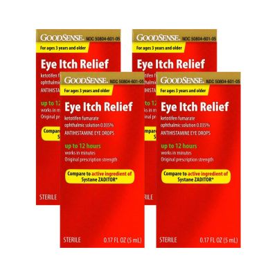 GoodSense Eye Itch Relief Ketotifen Drops, 0.17 FL OZ (Pack of 4)