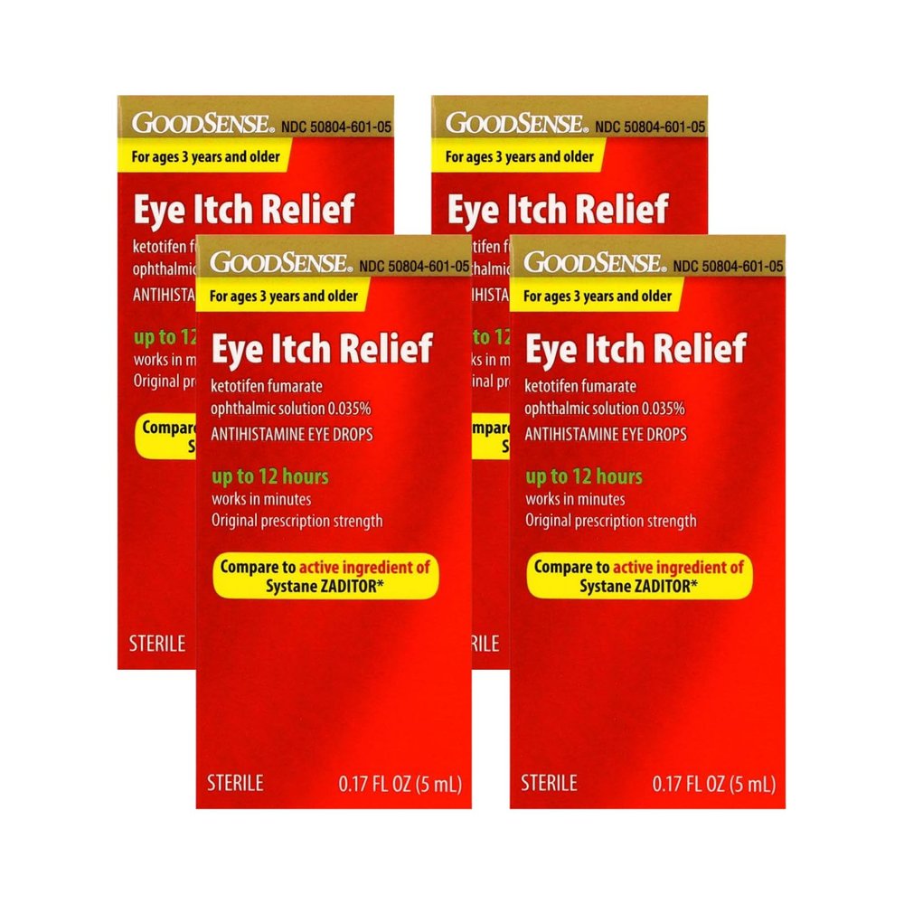 GoodSense Eye Itch Relief Ketotifen Drops, 0.17 FL OZ (Pack of 4)
