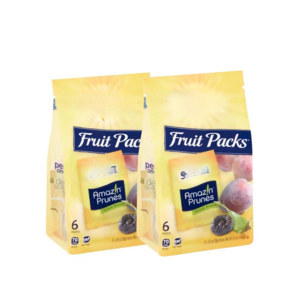 Amaz!n - Pitted, Prunes - 6 bags of 5.4oz (156g) - 2 Pack - 12 Total Bags - Bundled by Voodoux Sales