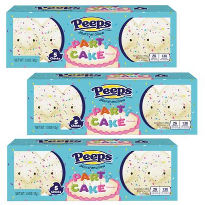 Peeps Party Cake Chicks - Pack of 3-5 Count Boxes - 15 Total Chicks - Classic Tradition with a Flavor Twist - Perfect for Easter Baskets