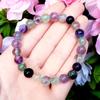 Fluorite rainbow Natural polished beaded Crystal Healing Gemstone Spiritual Chakra beaded Stone Bracelet - 1pc view 4