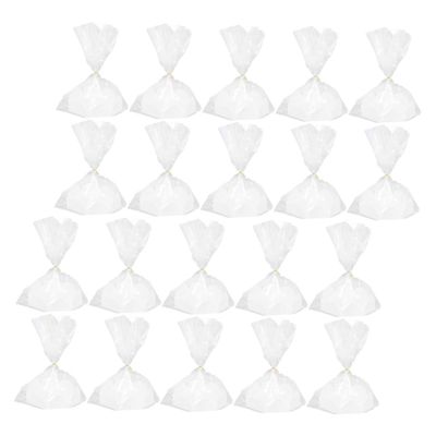 Ciieeo 20 Sets 8-inch Cake Cellophane Packaging Bags with Base and Gold Twist Ties, Plastic Wrap Bags for Cake Storage and Wrapping Supplies