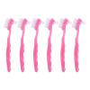Gogogmee 6pcs Soft Bristle Denture Toothbrush - Elderly Oral Care Brush with Dual-Headed for False Teeth - Ergonomic Handle Dental Cleaning Brush for Gap Groove Rosy view 1