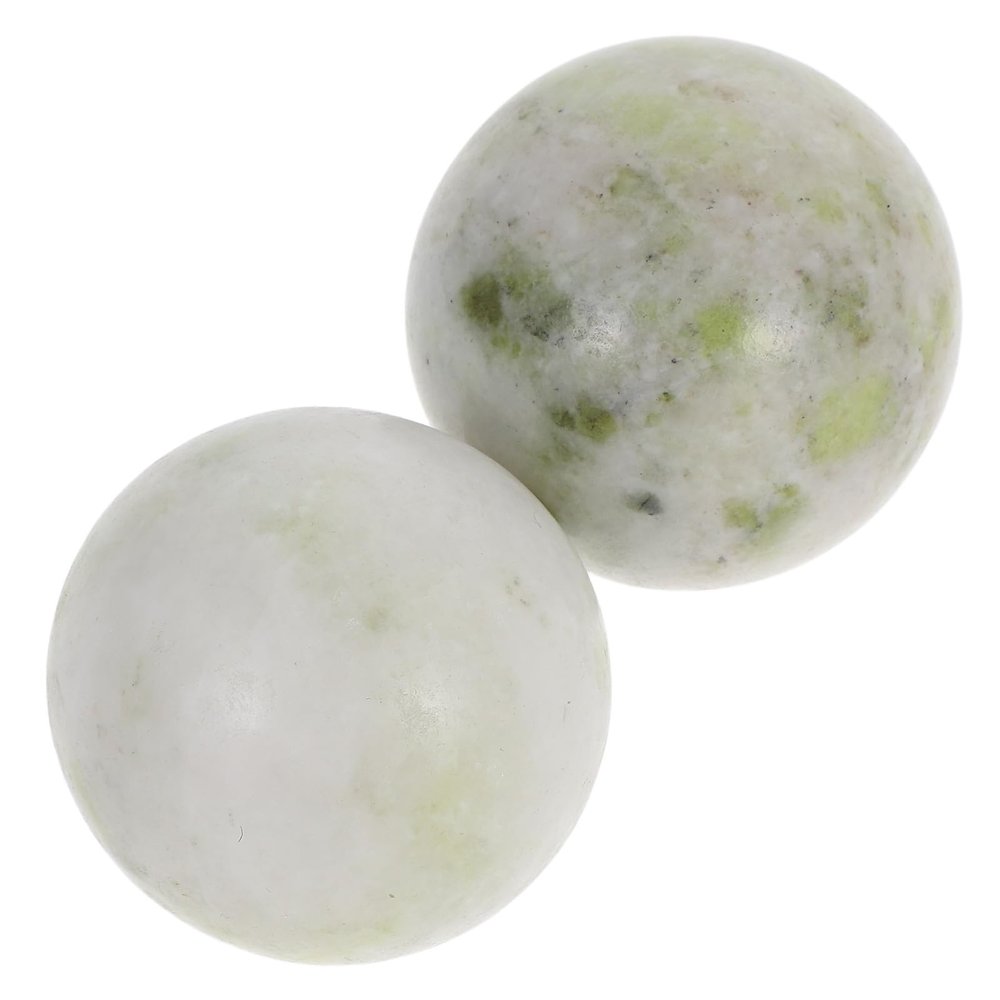 OFFIGAM 2pcs Jade Hand Exercise Balls 5cm Baoding Massage Balls with Storage Box for Hand Therapy, Stress Relief, and Meditation Health Exercise