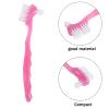 IWOWHERO 6pcs Soft Denture Tooth Brush for Adults - Ergonomic Dual-Sided False Teeth Cleaner Brush - Deep Cleaning Dental Appliance Care Tool for Home Travel Rosy view 3