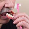 IWOWHERO 6pcs Soft Denture Tooth Brush for Adults - Ergonomic Dual-Sided False Teeth Cleaner Brush - Deep Cleaning Dental Appliance Care Tool for Home Travel Rosy view 4