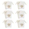 ERINGOGO 12pcs Linen Drawstring Bags, White and Cream Burlap Pouches with Heart Design, Party Favor Storage Pouches for Festival Supplies, Candy, Souvenirs, and Wedding view 1