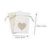 ERINGOGO 12pcs Linen Drawstring Bags, White and Cream Burlap Pouches with Heart Design, Party Favor Storage Pouches for Festival Supplies, Candy, Souvenirs, and Wedding view 2