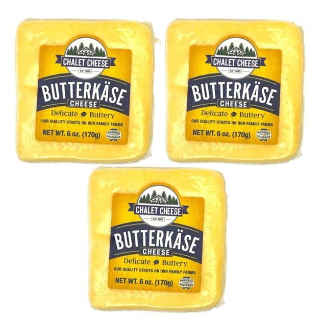Butter Kse Cheese 3-Pack German-Style, Mild & Creamy, Melt in your Mouth, Semi-Soft Cheese, Smooth European Specialty