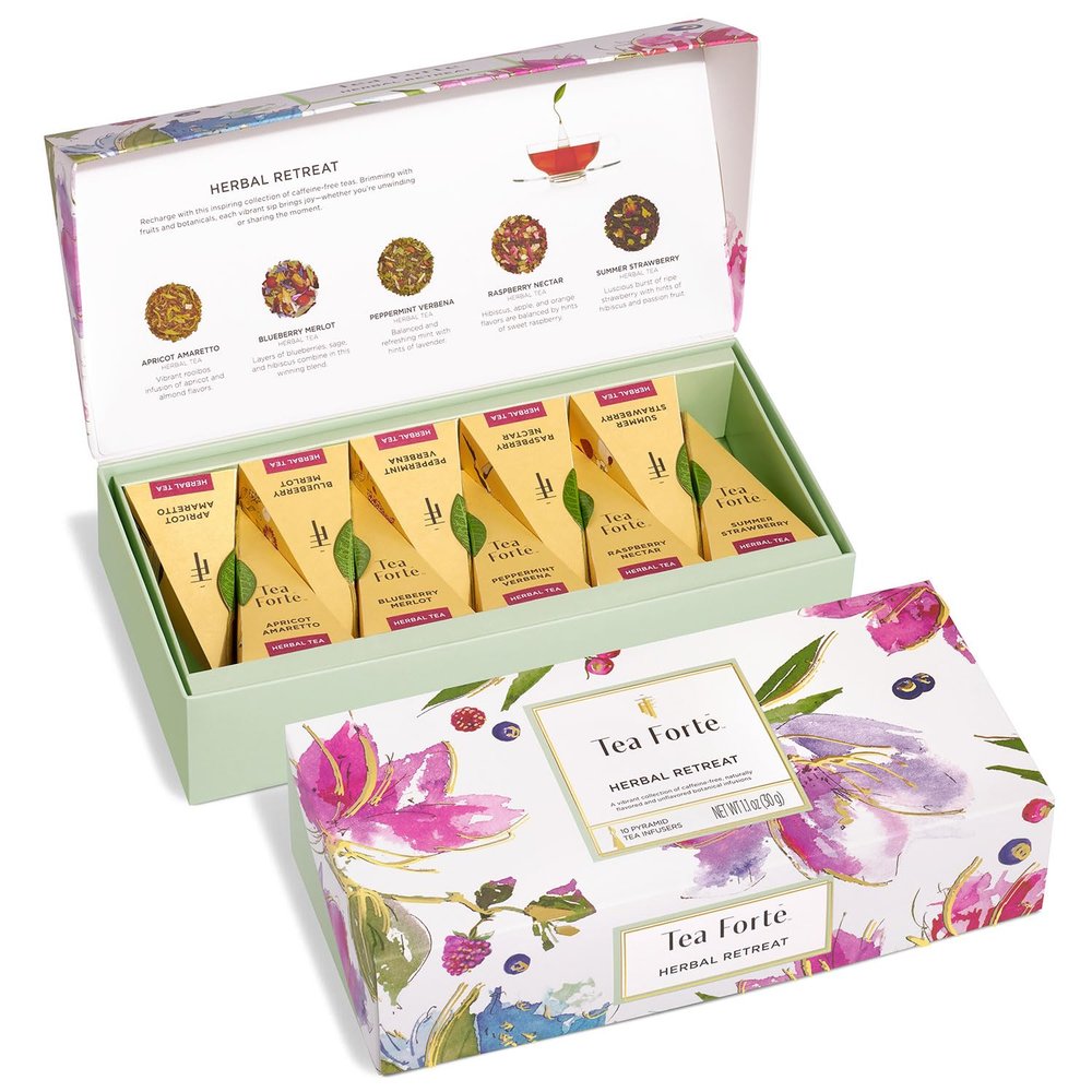 Tea Forte Tea Sampler, 10 Pyramid Infuser Bags, Premium Tea Gift Set