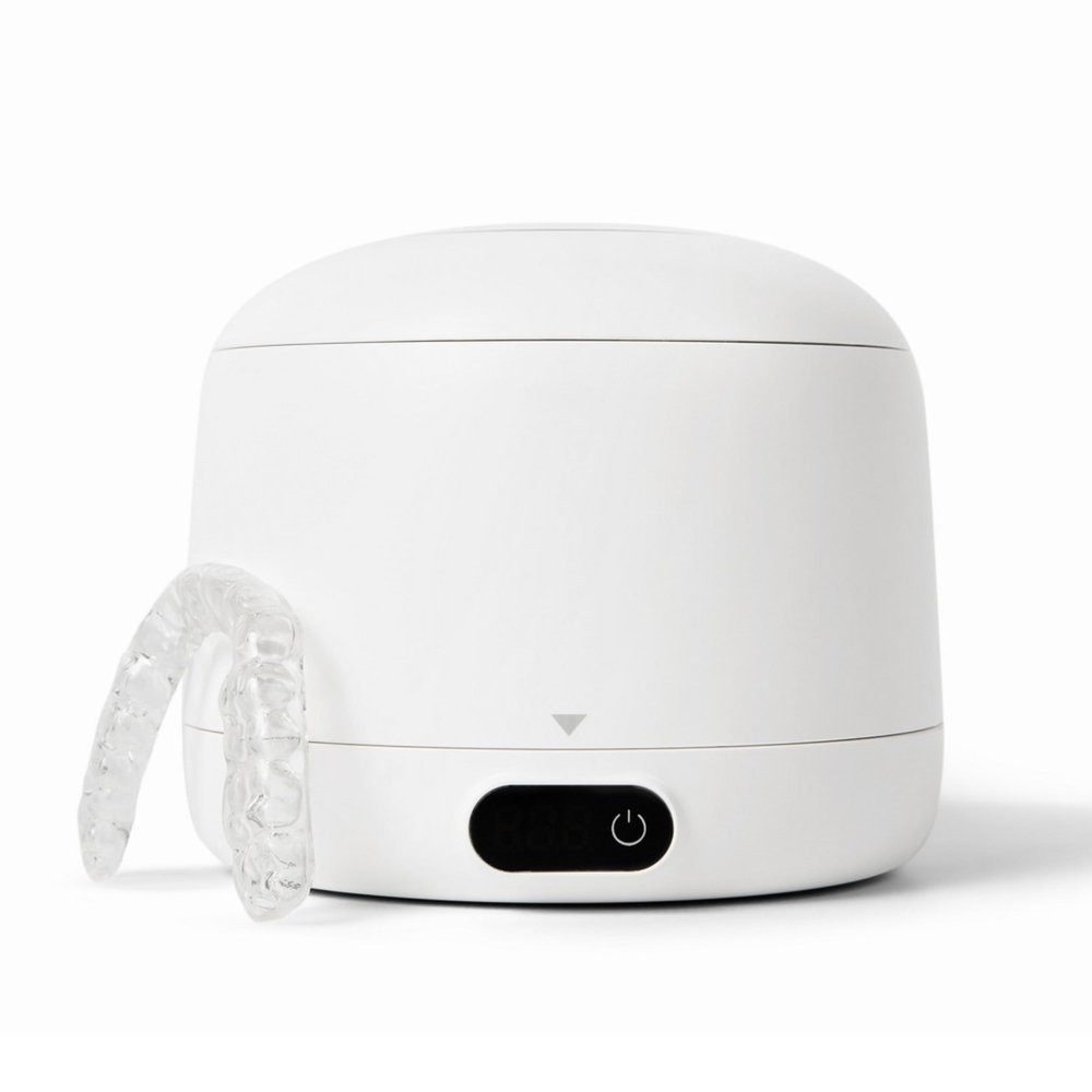 Chomper Labs: The Sonic Cleaner Pro - Ultrasonic Retainer Cleaner & UV 45 kHz Removable Tank for Aligners, Night Guards, Mouth Guards, Dentures - 4 Cleaning Modes (Lunar White)