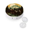 haigof Mountain Wolf Forest Scene Contact Lens Case Contact Lens Box Holder Storage Kit with Mirror for Travel Daily 3.1 In view 1