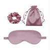 3Pcs Satin Eye Mask Silk Sleep Masks Set Silky Blindfold Eyeshade Blackout Eyes Cover Pouches Bag Scrunchy Wedding Gift view 1